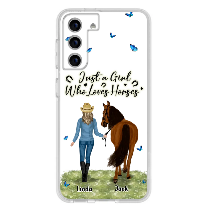 Custom Personalized Horse Girl Phone Case - Upto 6 Horses - Gift Idea for Horse Lovers - Just A Girl Who Loves Horses - Case for iPhone/Samsung