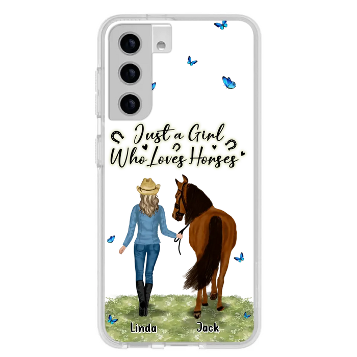 Custom Personalized Horse Girl Phone Case - Upto 6 Horses - Gift Idea for Horse Lovers - Just A Girl Who Loves Horses - Case for iPhone/Samsung