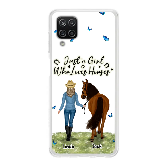 Custom Personalized Horse Girl Phone Case - Upto 6 Horses - Gift Idea for Horse Lovers - Just A Girl Who Loves Horses - Case for iPhone/Samsung