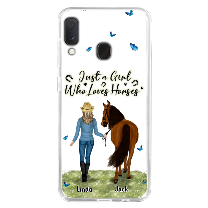 Custom Personalized Horse Girl Phone Case - Upto 6 Horses - Gift Idea for Horse Lovers - Just A Girl Who Loves Horses - Case for iPhone/Samsung