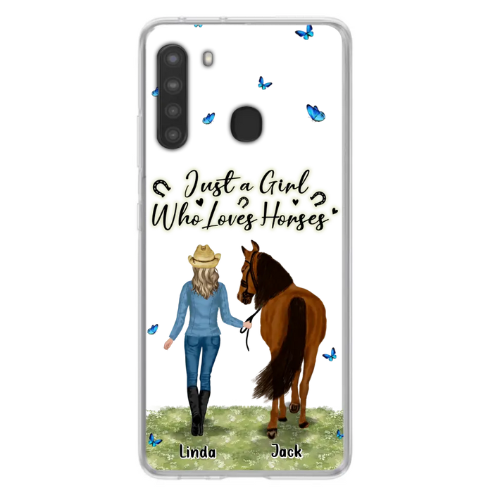 Custom Personalized Horse Girl Phone Case - Upto 6 Horses - Gift Idea for Horse Lovers - Just A Girl Who Loves Horses - Case for iPhone/Samsung