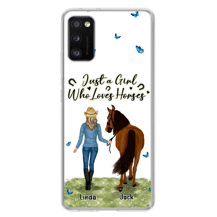 Custom Personalized Horse Girl Phone Case - Upto 6 Horses - Gift Idea for Horse Lovers - Just A Girl Who Loves Horses - Case for iPhone/Samsung