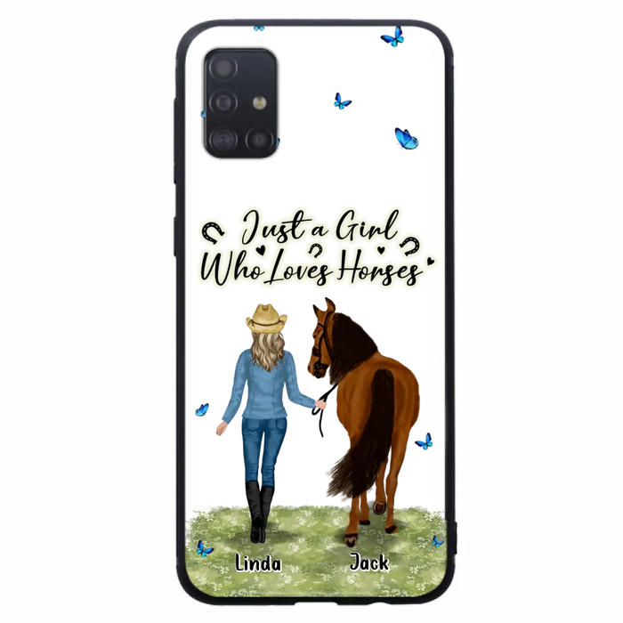 Custom Personalized Horse Girl Phone Case - Upto 6 Horses - Gift Idea for Horse Lovers - Just A Girl Who Loves Horses - Case for iPhone/Samsung