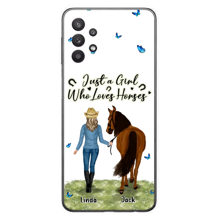 Custom Personalized Horse Girl Phone Case - Upto 6 Horses - Gift Idea for Horse Lovers - Just A Girl Who Loves Horses - Case for iPhone/Samsung