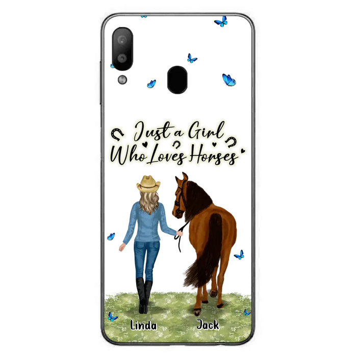 Custom Personalized Horse Girl Phone Case - Upto 6 Horses - Gift Idea for Horse Lovers - Just A Girl Who Loves Horses - Case for iPhone/Samsung