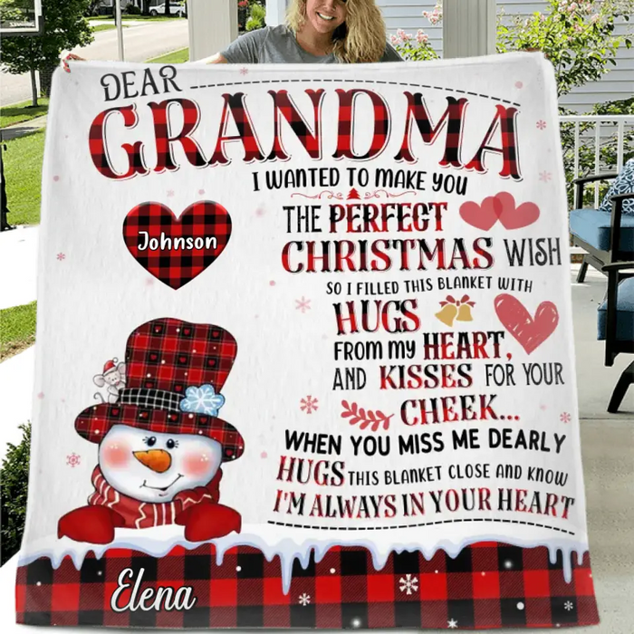 Personalized Grandma Quilt/Single Layer Fleece Blanket - Gift Idea For Grandma - Upto 4 Grandkids -   I'm Always In Your Heart