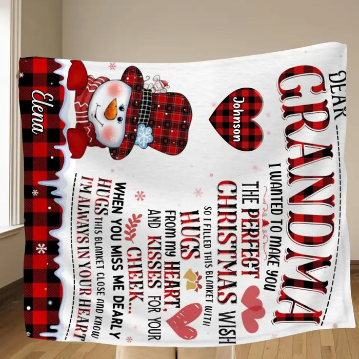 Personalized Grandma Quilt/Single Layer Fleece Blanket - Gift Idea For Grandma - Upto 4 Grandkids -   I'm Always In Your Heart