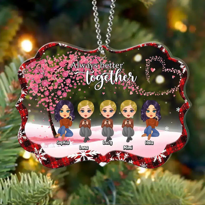 Custom Personalized Besties Rectangle Acrylic Ornament - Gift Idea For Best Friends/Sisters - Upto 5 Girls - Always Better Together