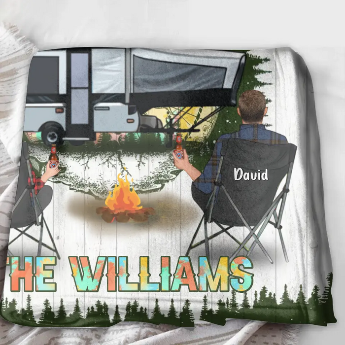 Custom Personalized Camping Compass Quilt/Single Layer Fleece Blanket - Gift Idea For Camping Lover/ Couple/ Family/ Friends - The Williams