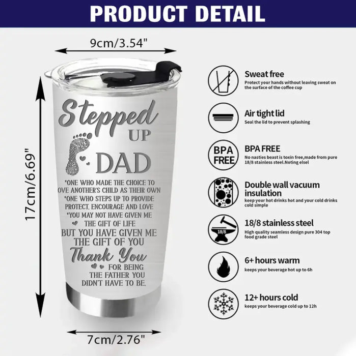 Custom Personalized Stepped Up Dad Tumbler - Gift Idea For Dad - Upto 3 Children - Merry Christmas From The Kid You Inherited