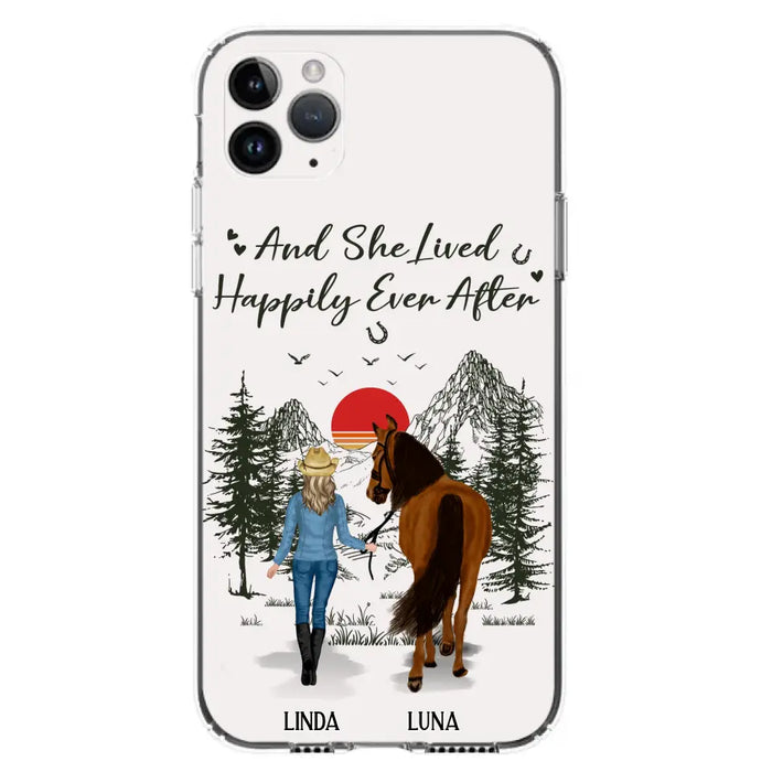 Custom Personalized Horse Girl Phone Case -  Gift Idea For Horse Mom/ Horse Lover - And She Lived Happily Ever After - Case For iPhone And Samsung