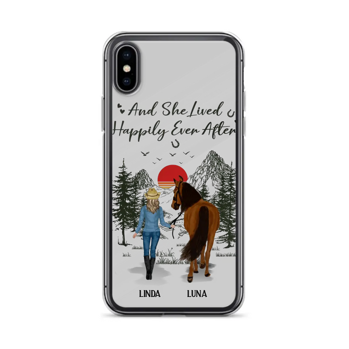 Custom Personalized Horse Girl Phone Case -  Gift Idea For Horse Mom/ Horse Lover - And She Lived Happily Ever After - Case For iPhone And Samsung