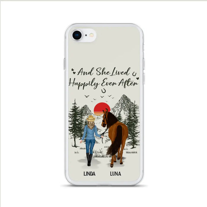 Custom Personalized Horse Girl Phone Case -  Gift Idea For Horse Mom/ Horse Lover - And She Lived Happily Ever After - Case For iPhone And Samsung