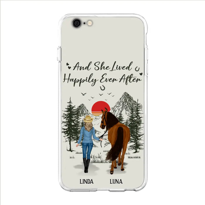 Custom Personalized Horse Girl Phone Case -  Gift Idea For Horse Mom/ Horse Lover - And She Lived Happily Ever After - Case For iPhone And Samsung