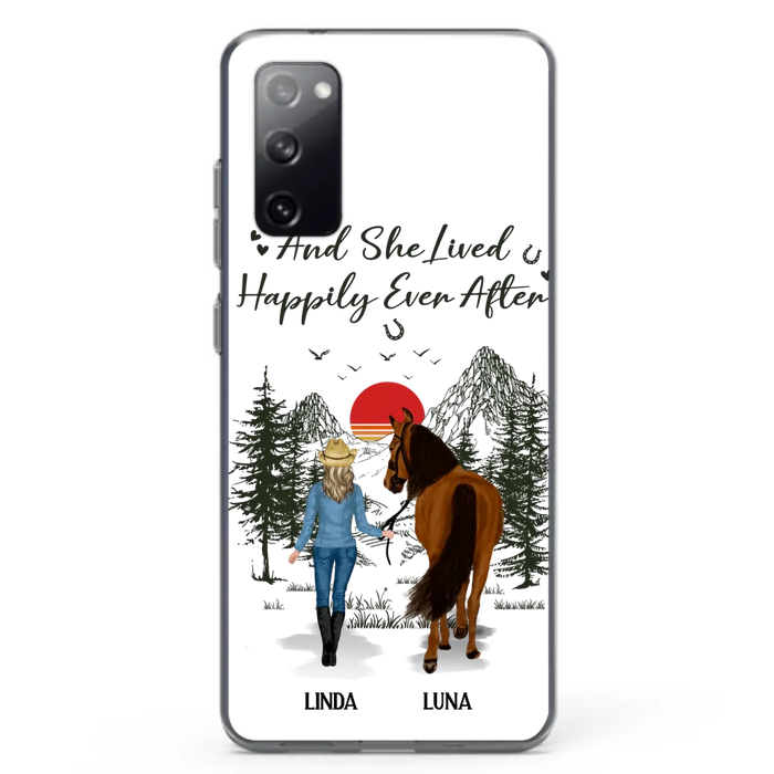 Custom Personalized Horse Girl Phone Case -  Gift Idea For Horse Mom/ Horse Lover - And She Lived Happily Ever After - Case For iPhone And Samsung