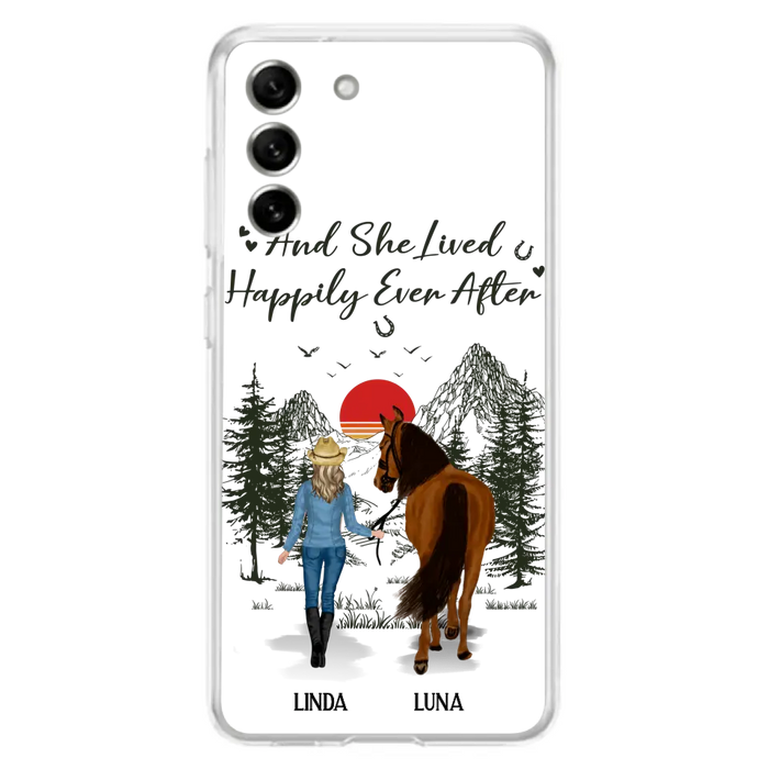 Custom Personalized Horse Girl Phone Case -  Gift Idea For Horse Mom/ Horse Lover - And She Lived Happily Ever After - Case For iPhone And Samsung