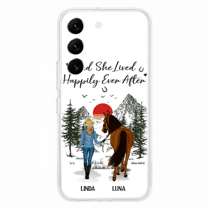 Custom Personalized Horse Girl Phone Case -  Gift Idea For Horse Mom/ Horse Lover - And She Lived Happily Ever After - Case For iPhone And Samsung