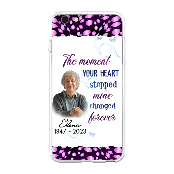 Custom Personalized Memorial Photo Phone Case - Memorial Gift For Family Member - Upload Photo - Case For iPhone/Samsung - The Moment Your Heart Stopped Mine Changed Forever