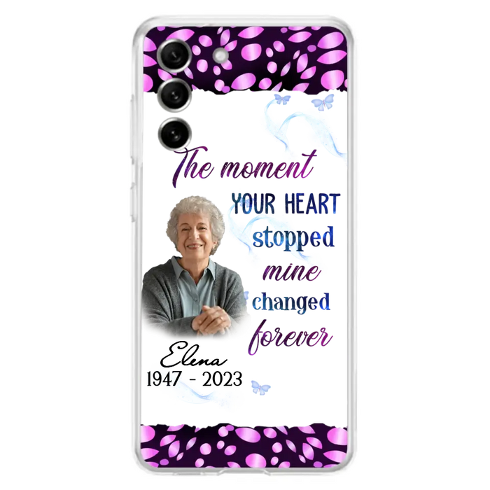 Custom Personalized Memorial Photo Phone Case - Memorial Gift For Family Member - Upload Photo - Case For iPhone/Samsung - The Moment Your Heart Stopped Mine Changed Forever