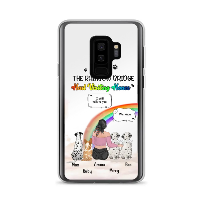 Personalized Pet Mom Phone Case - Upto 4 Pets - Memorial Gift Idea for Dog/Cat Lovers - I Wish The Rainbow Bridge Had Visiting Hours - Case for iPhone/Samsung