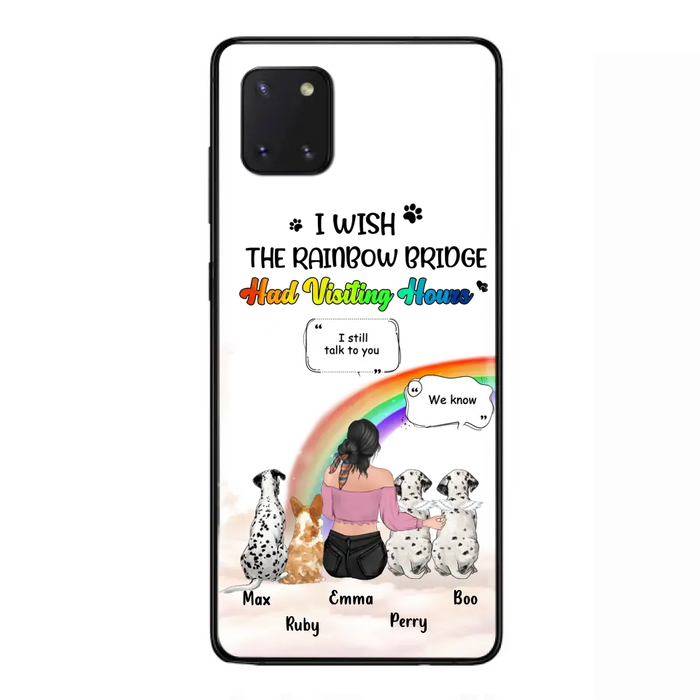 Personalized Pet Mom Phone Case - Upto 4 Pets - Memorial Gift Idea for Dog/Cat Lovers - I Wish The Rainbow Bridge Had Visiting Hours - Case for iPhone/Samsung