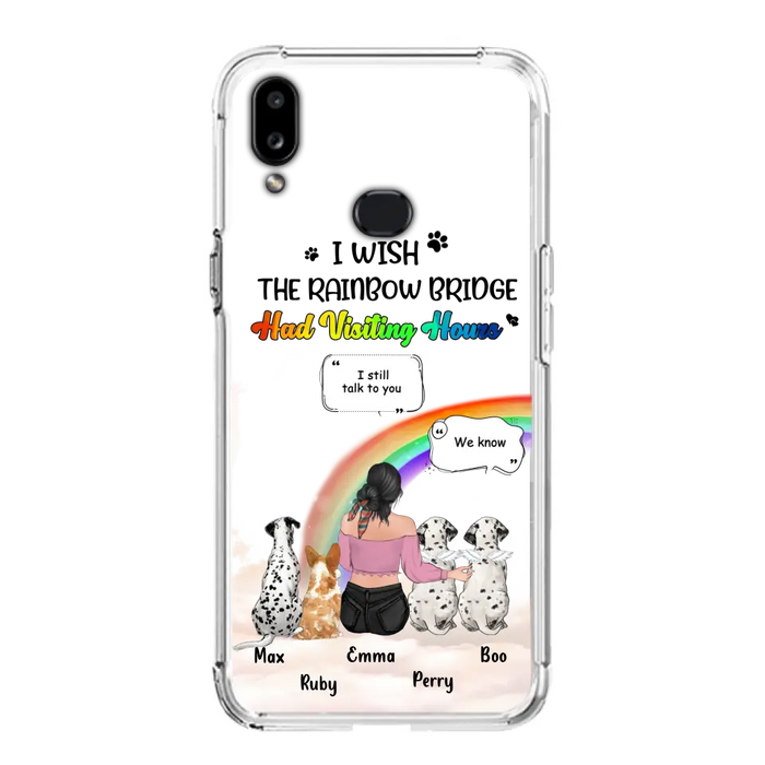 Personalized Pet Mom Phone Case - Upto 4 Pets - Memorial Gift Idea for Dog/Cat Lovers - I Wish The Rainbow Bridge Had Visiting Hours - Case for iPhone/Samsung