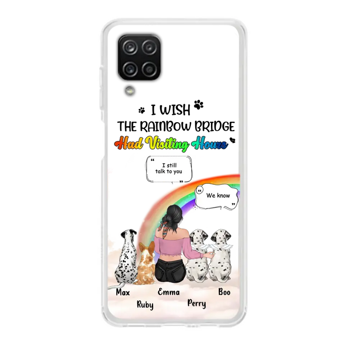 Personalized Pet Mom Phone Case - Upto 4 Pets - Memorial Gift Idea for Dog/Cat Lovers - I Wish The Rainbow Bridge Had Visiting Hours - Case for iPhone/Samsung