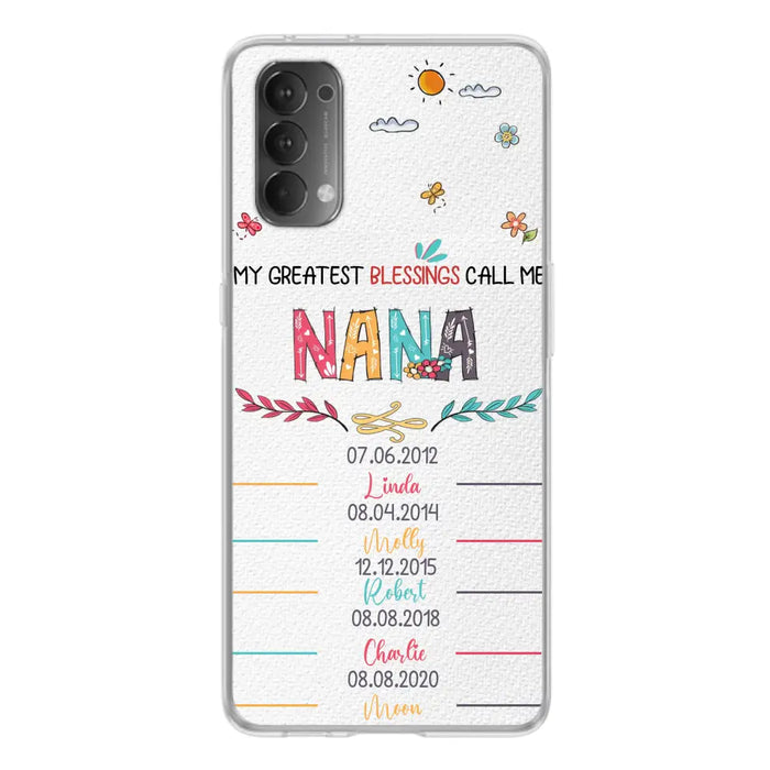 Personalized Grandma Phone Case - Gift Idea For Grandma - Upto 5 Grandkids - My Greatest Blessings Call Me Nana - Case For Oppo/Xiaomi/Huawei