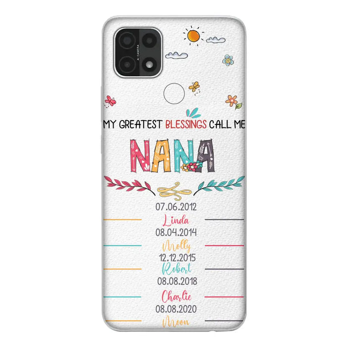 Personalized Grandma Phone Case - Gift Idea For Grandma - Upto 5 Grandkids - My Greatest Blessings Call Me Nana - Case For Oppo/Xiaomi/Huawei