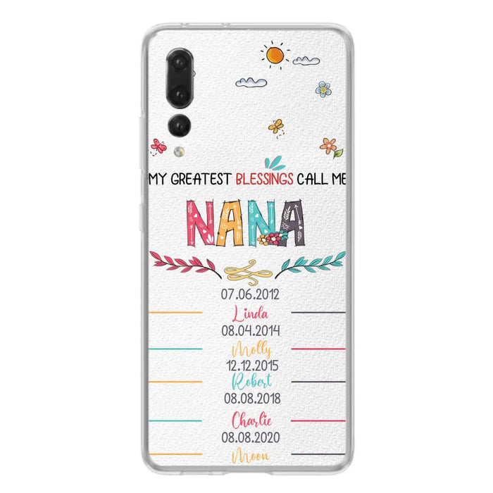 Personalized Grandma Phone Case - Gift Idea For Grandma - Upto 5 Grandkids - My Greatest Blessings Call Me Nana - Case For Oppo/Xiaomi/Huawei