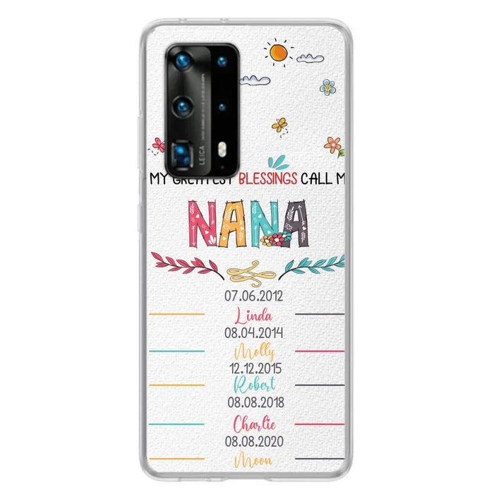 Personalized Grandma Phone Case - Gift Idea For Grandma - Upto 5 Grandkids - My Greatest Blessings Call Me Nana - Case For Oppo/Xiaomi/Huawei