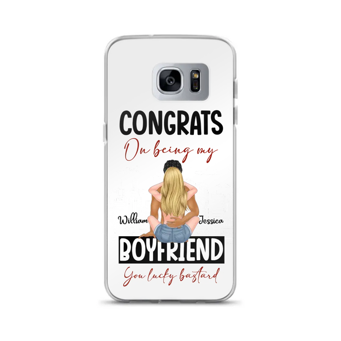 Custom Personalized Couple Phone Case - Gift Idea For Couple/Valentines Day - Congrats On Being My Boyfriend You Lucky Bastard - Case For iPhone/Samsung