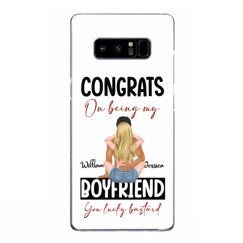 Personalized Couple Phone Case - Gift Idea For Couple/Valentines Day - Congrats On Being My Boyfriend You Lucky Bastard - Case For iPhone/Samsung
