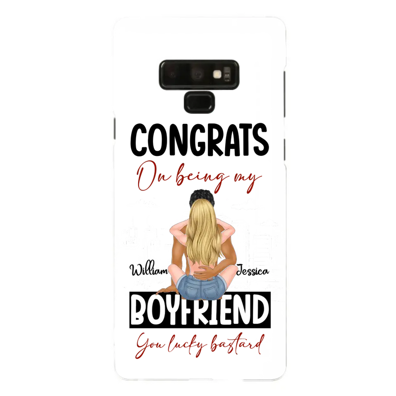 Personalized Couple Phone Case - Gift Idea For Couple/Valentines Day - Congrats On Being My Boyfriend You Lucky Bastard - Case For iPhone/Samsung