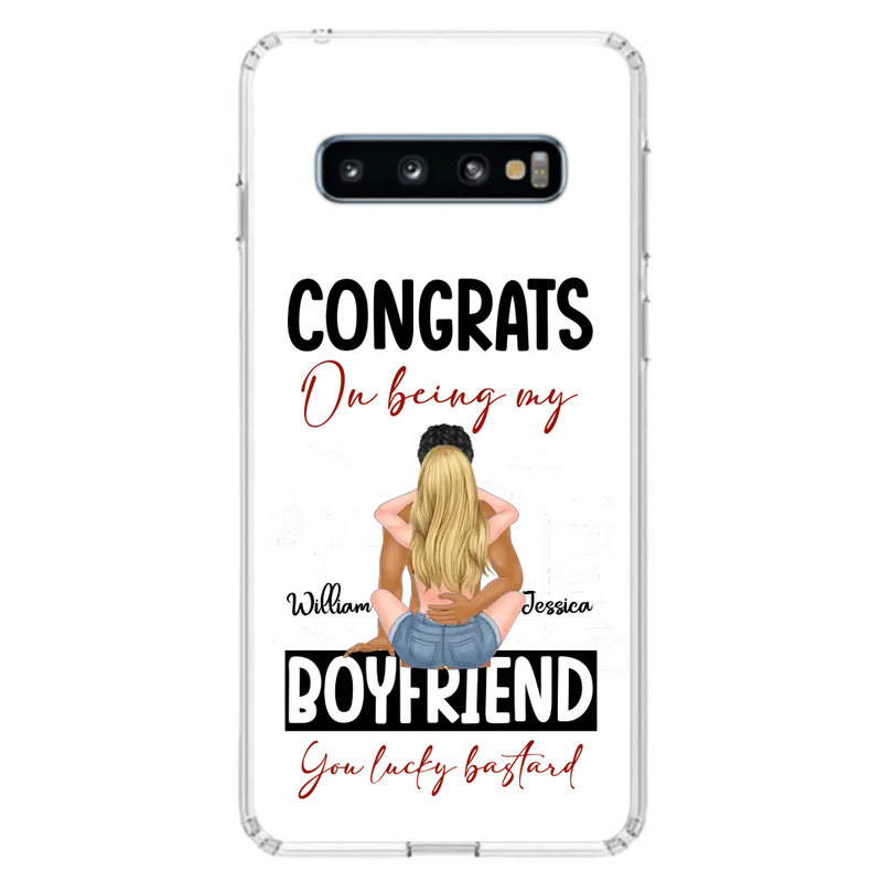 Personalized Couple Phone Case - Gift Idea For Couple/Valentines Day - Congrats On Being My Boyfriend You Lucky Bastard - Case For iPhone/Samsung