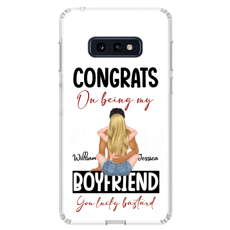 Personalized Couple Phone Case - Gift Idea For Couple/Valentines Day - Congrats On Being My Boyfriend You Lucky Bastard - Case For iPhone/Samsung