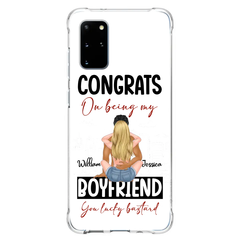 Personalized Couple Phone Case - Gift Idea For Couple/Valentines Day - Congrats On Being My Boyfriend You Lucky Bastard - Case For iPhone/Samsung