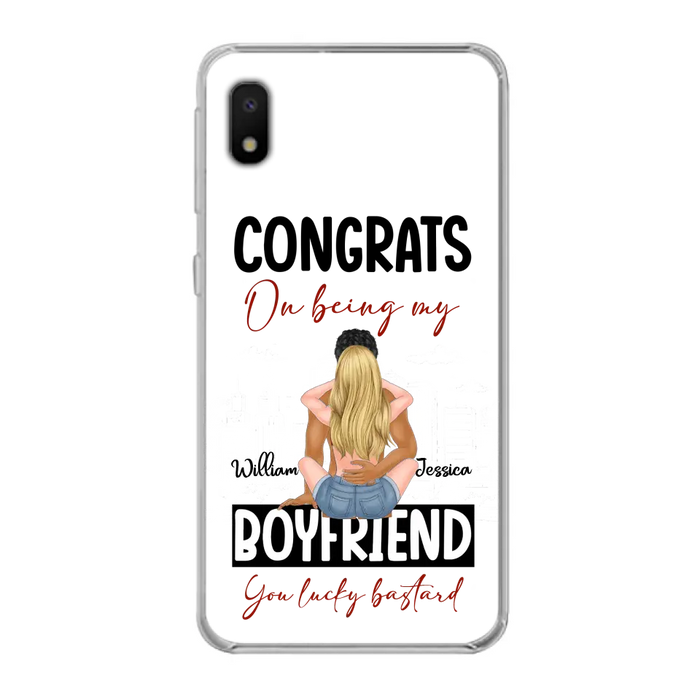 Custom Personalized Couple Phone Case - Gift Idea For Couple/Valentines Day - Congrats On Being My Boyfriend You Lucky Bastard - Case For iPhone/Samsung