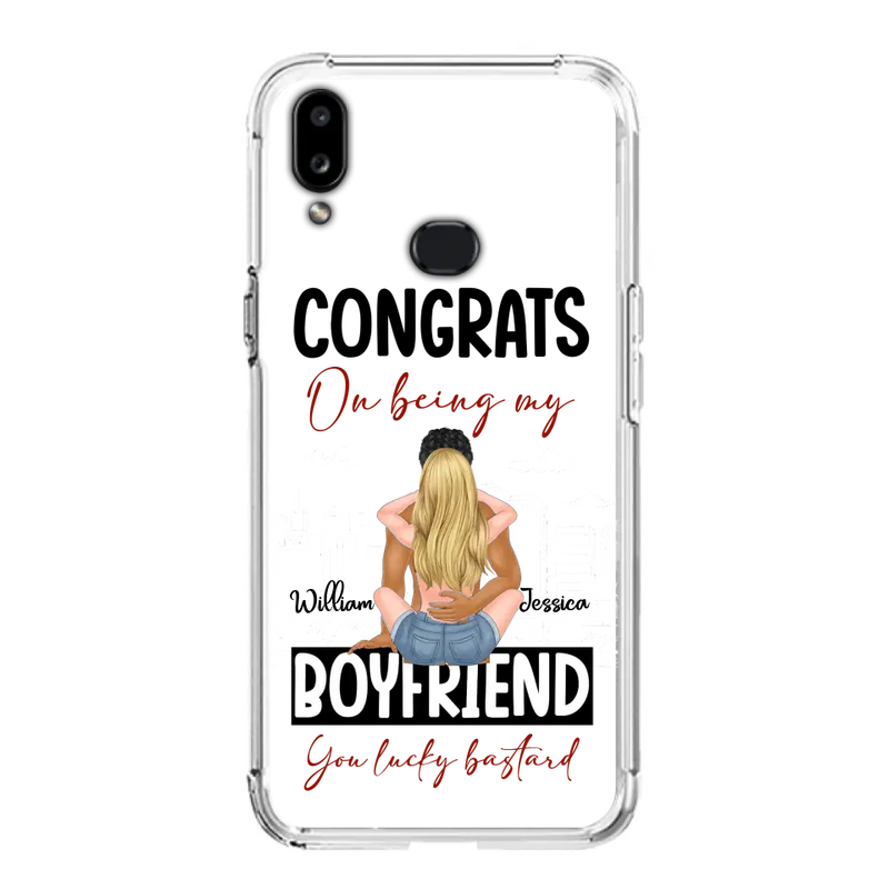 Personalized Couple Phone Case - Gift Idea For Couple/Valentines Day - Congrats On Being My Boyfriend You Lucky Bastard - Case For iPhone/Samsung