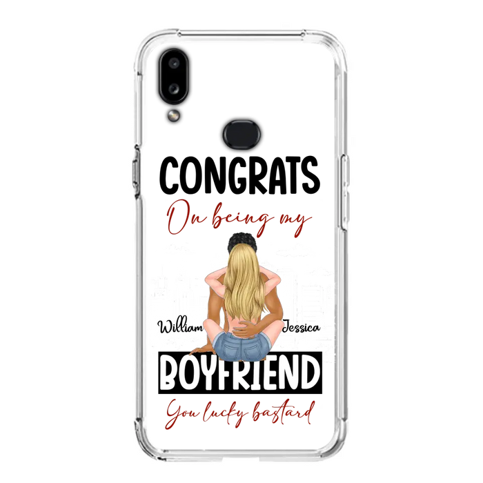 Custom Personalized Couple Phone Case - Gift Idea For Couple/Valentines Day - Congrats On Being My Boyfriend You Lucky Bastard - Case For iPhone/Samsung