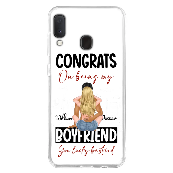 Custom Personalized Couple Phone Case - Gift Idea For Couple/Valentines Day - Congrats On Being My Boyfriend You Lucky Bastard - Case For iPhone/Samsung