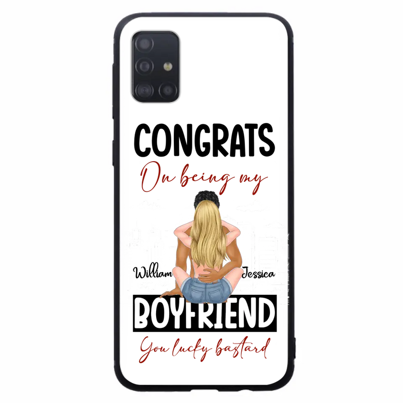 Personalized Couple Phone Case - Gift Idea For Couple/Valentines Day - Congrats On Being My Boyfriend You Lucky Bastard - Case For iPhone/Samsung