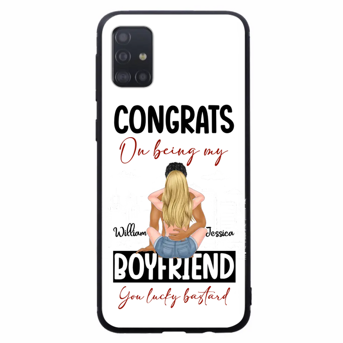 Custom Personalized Couple Phone Case - Gift Idea For Couple/Valentines Day - Congrats On Being My Boyfriend You Lucky Bastard - Case For iPhone/Samsung