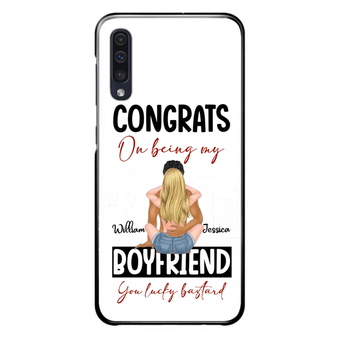 Custom Personalized Couple Phone Case - Gift Idea For Couple/Valentines Day - Congrats On Being My Boyfriend You Lucky Bastard - Case For iPhone/Samsung