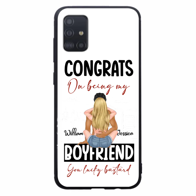 Personalized Couple Phone Case - Gift Idea For Couple/Valentines Day - Congrats On Being My Boyfriend You Lucky Bastard - Case For iPhone/Samsung