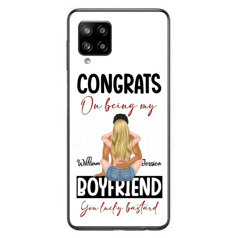 Personalized Couple Phone Case - Gift Idea For Couple/Valentines Day - Congrats On Being My Boyfriend You Lucky Bastard - Case For iPhone/Samsung