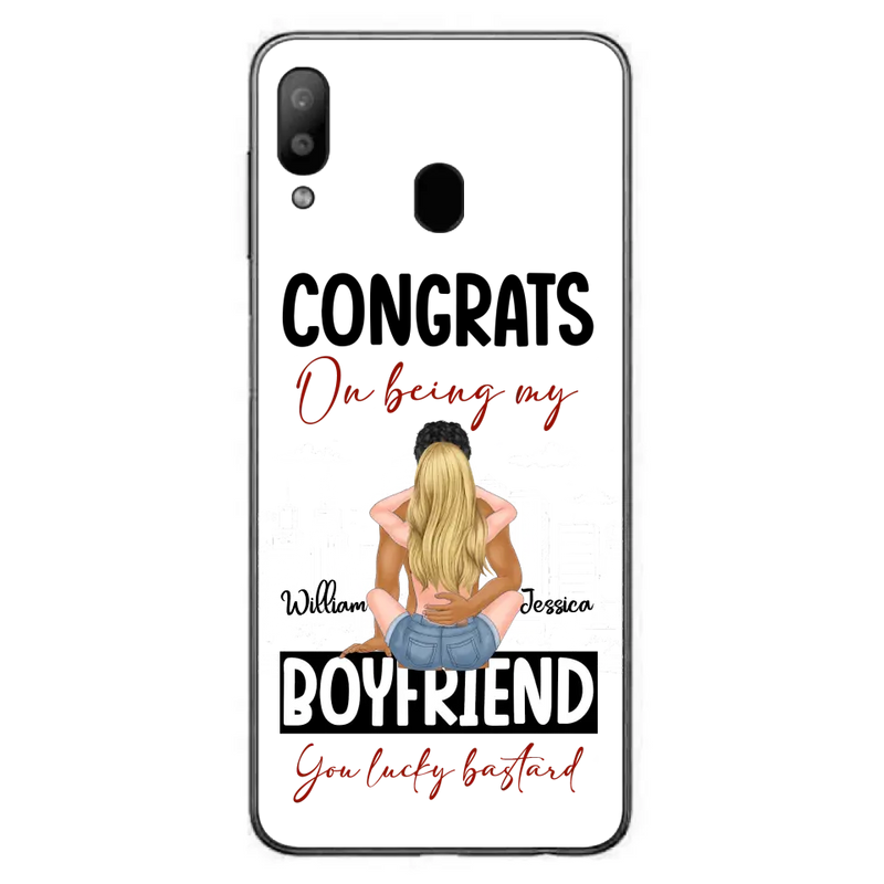 Personalized Couple Phone Case - Gift Idea For Couple/Valentines Day - Congrats On Being My Boyfriend You Lucky Bastard - Case For iPhone/Samsung