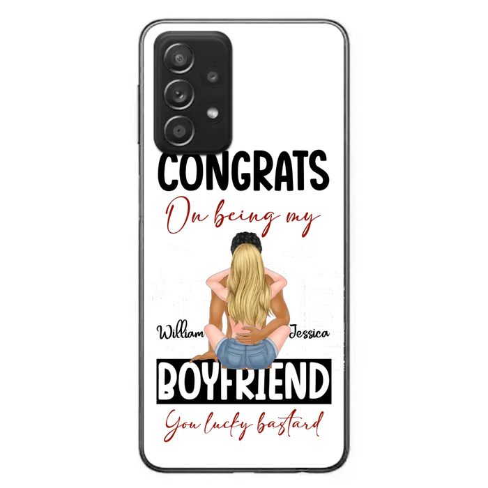 Custom Personalized Couple Phone Case - Gift Idea For Couple/Valentines Day - Congrats On Being My Boyfriend You Lucky Bastard - Case For iPhone/Samsung