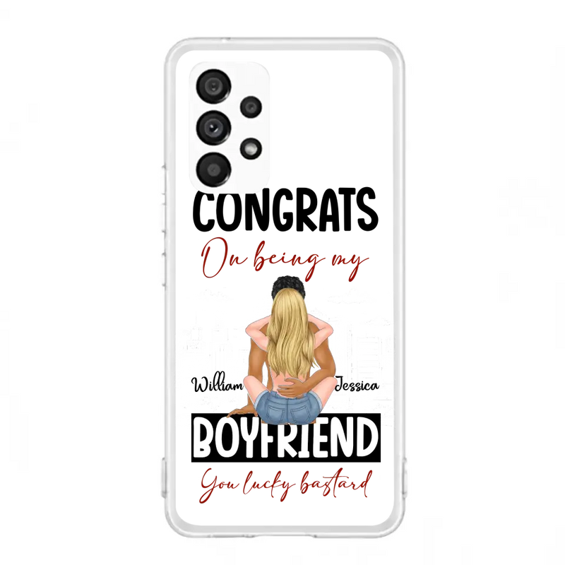 Personalized Couple Phone Case - Gift Idea For Couple/Valentines Day - Congrats On Being My Boyfriend You Lucky Bastard - Case For iPhone/Samsung