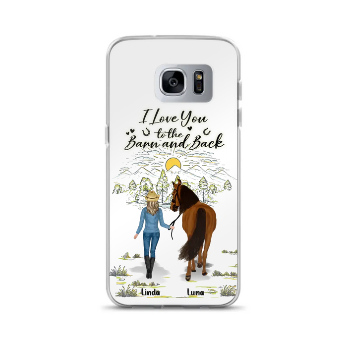 Custom Personalized Horse Girl Phone Case - Upto 6 Horses - Gift Idea for Horse Lovers - I Love You To The Barn & Back - Case for iPhone/Samsung